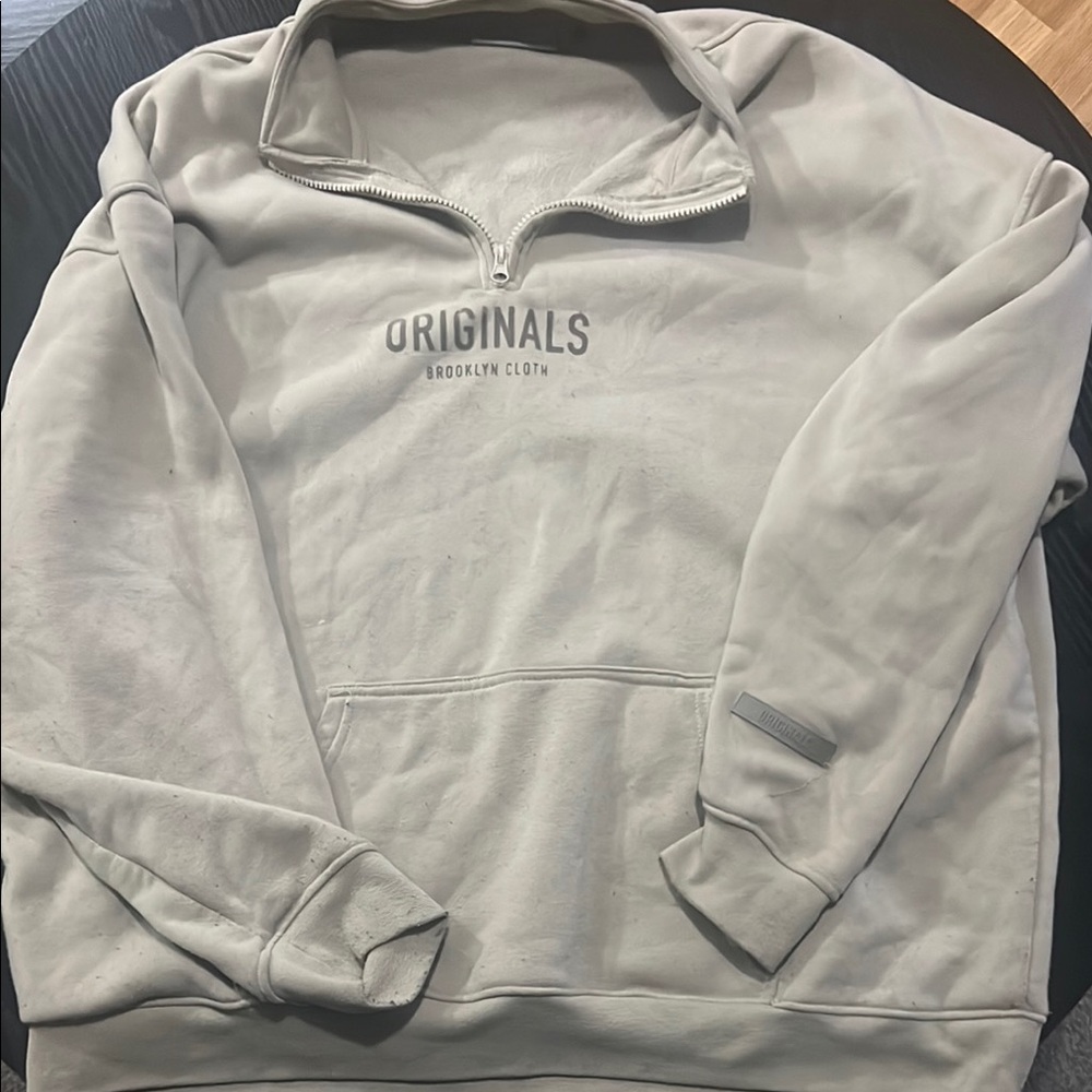 Brooklyn Cloth Light Gray Half-Zip Pullover